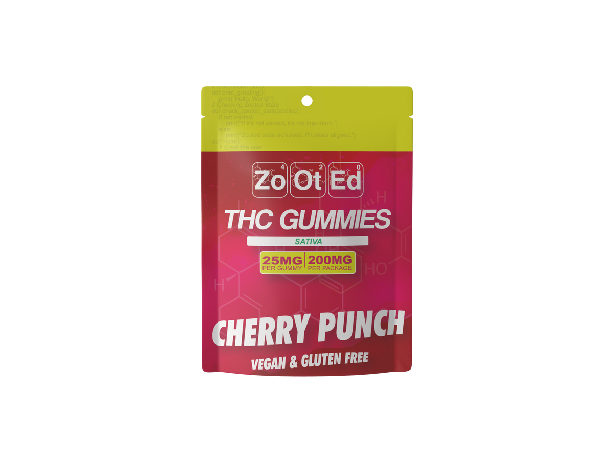 Cherry Punch THC Infused Gummies - 200MG Per Package Vegan & Gluten Free