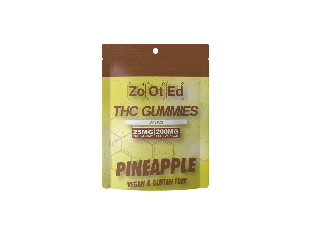 Pineapple THC Infused Gummies - 200MG Per Package Vegan & Gluten Free