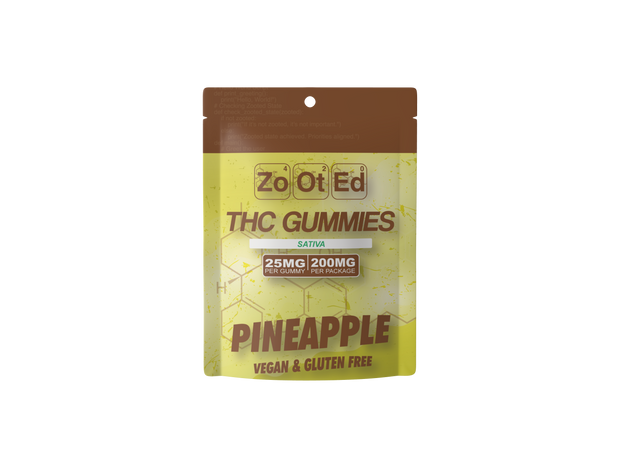 Pineapple THC Infused Gummies - 200MG Per Package Vegan & Gluten Free