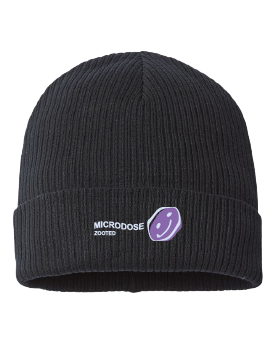 Zooted Smiley Black Unisex Beanie - One Size Fits All