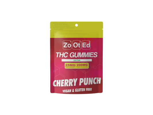Cherry Punch THC Infused Gummies - 200MG Per Package Vegan & Gluten Free