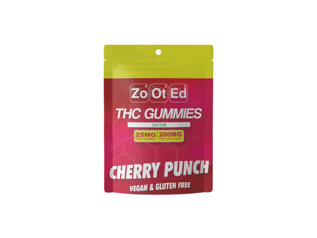 Cherry Punch THC Infused Gummies - 200MG Per Package Vegan & Gluten Free