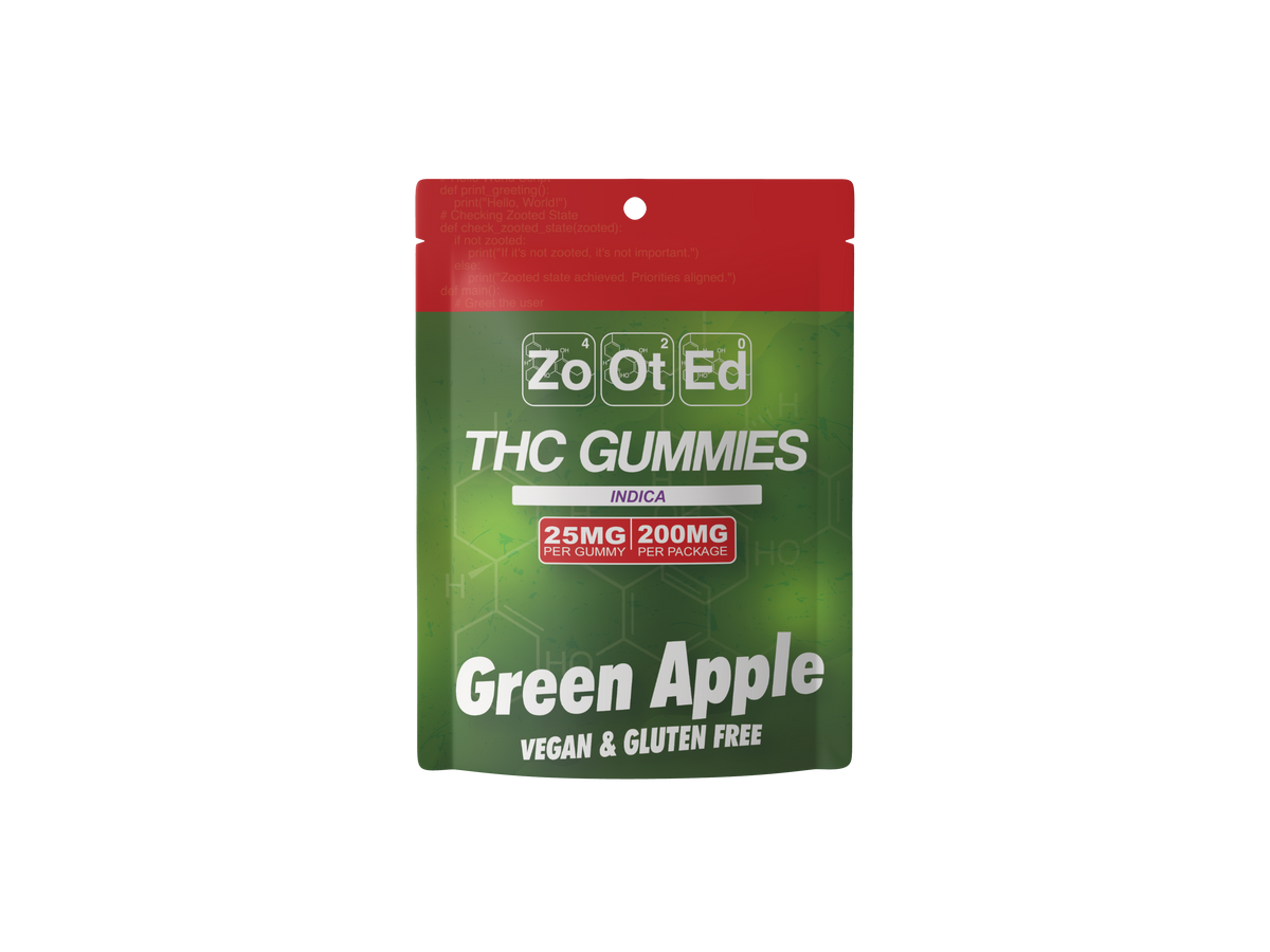 Green Apple THC Infused Gummies - 200MG Per Package Vegan & Gluten Free