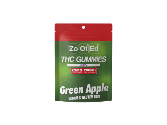 Green Apple THC Infused Gummies - 200MG Per Package Vegan & Gluten Free